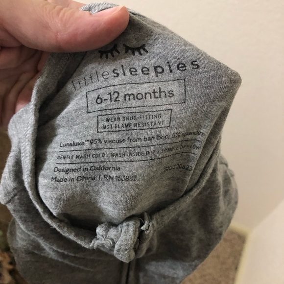 Little Sleepies Heather Gray Bamboo Zippy - Size 6-12 Months - Picture 2 of 5